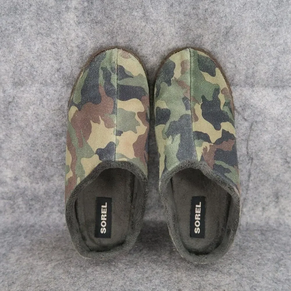 Sorel Shoes Kids 5 Slippers Casual Leather Camo Lanner Ridge Comfort Green Brown